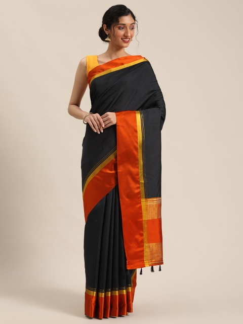 

Pisara Black & Orange Solid Saree