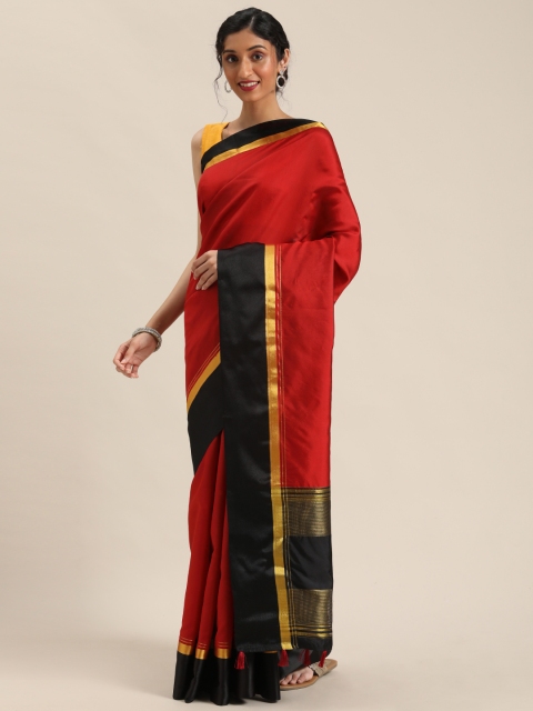 

Pisara Red & Gold-Toned Solid Saree
