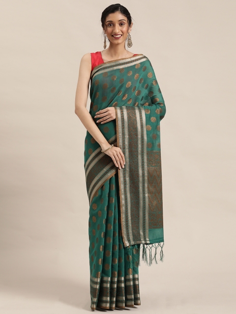 

Pisara Green & Golden Silk Cotton Woven Design Banarasi Saree