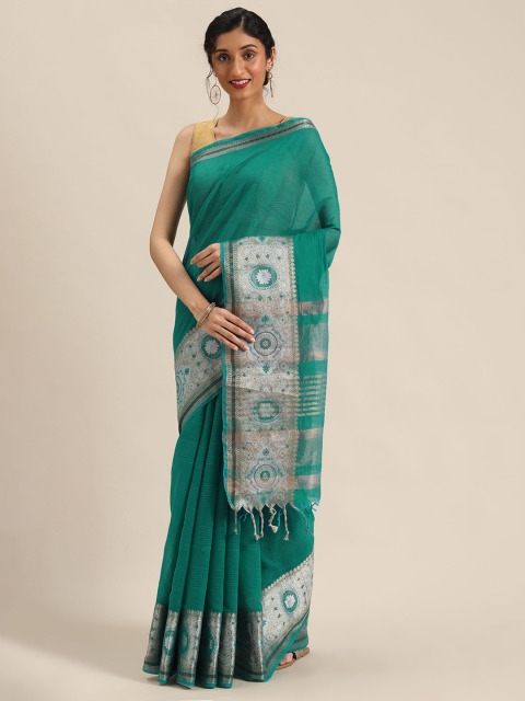 

Pisara Sea Green Striped Kanjeevaram Saree