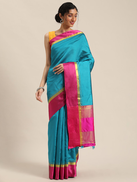 

Pisara Turquoise Blue & Pink Solid Saree
