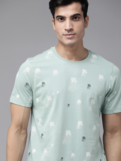 

The Roadster Lifestyle Co Men Blue White Typography Printed Pure Cotton T-shirt