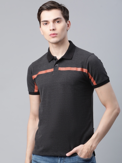 

The Roadster Lifestyle Co Men Charcoal Grey Solid Polo Collar T-shirt