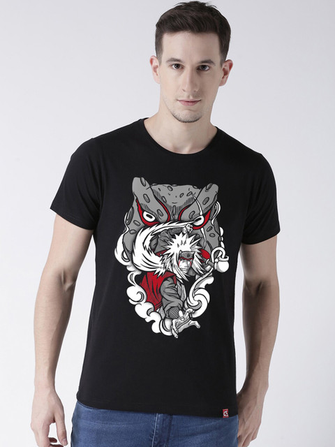 

ComicSense.xyz Men Black Printed Round Neck T-shirt