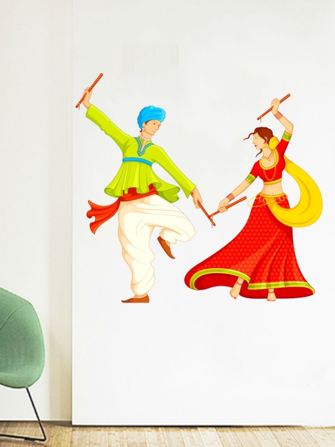 

rawpockets Red & Green Couple Playing Daniya Wall Sticker