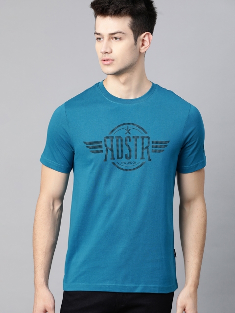 

Roadster Men Blue Brand Logo Cotton Printed T-shirt