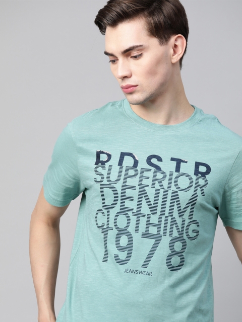 

The Roadster Lifestyle Co Men Blue Pure Cotton Typography Print T-shirt