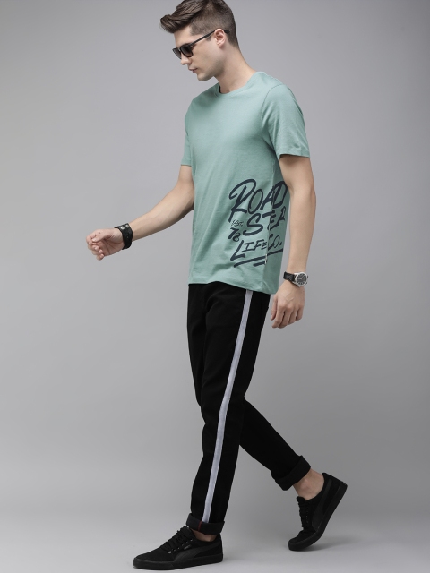 

Roadster Men Blue Brand Logo Printed Pure Cotton T-shirt