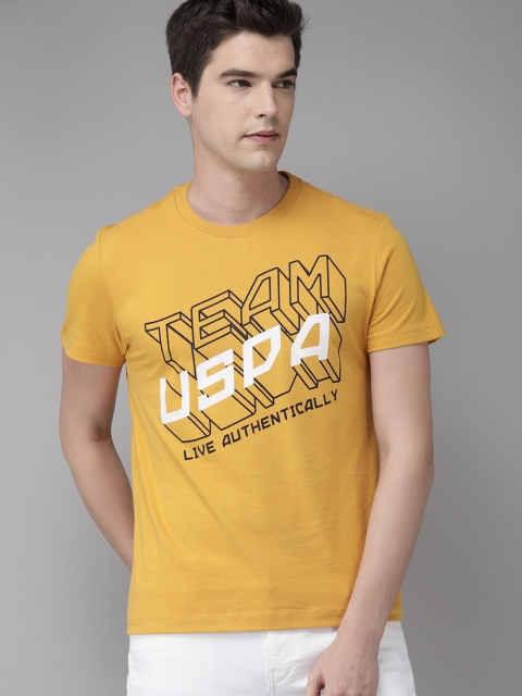 

U.S. Polo Assn. Denim Co. Men Yellow & Black Printed Round Neck T-shirt