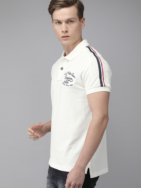 

U.S. Polo Assn. Denim Co. Men White Printed Polo Collar T-shirt