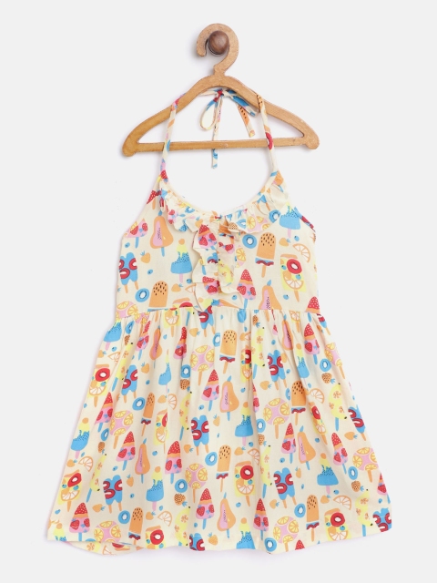 

pspeaches Girls Multicoloured Popsicle Print A-Line Dress with Ruffles, Multi