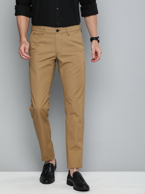 

Indian Terrain Men Khaki Brooklyn Fit Self Design Regular Trousers