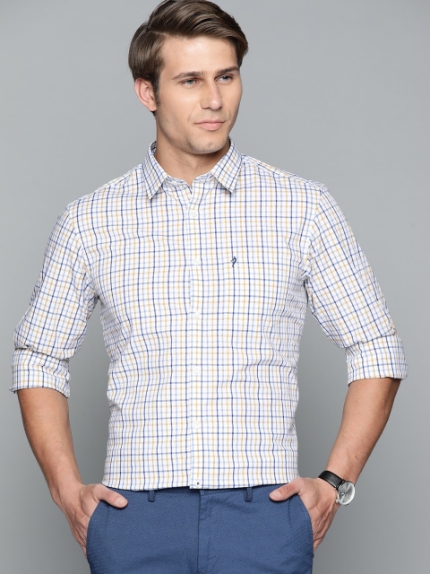 

Indian Terrain Men Blue & White Slim Fit Tartan Checks Checked Formal Shirt