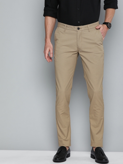 

Indian Terrain Men Khaki Kruger Fit Self Design Regular Trousers