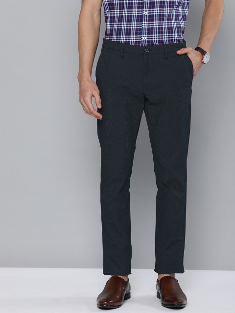 

Indian Terrain Men Navy Blue Slim Fit Self Design Chinos