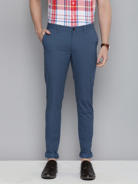 

Indian Terrain Men Black Brooklyn Slim Fit Solid Regular Trousers, Blue