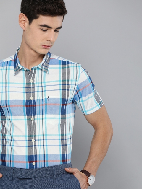 

Indian Terrain Men Blue & White Skinny Fit Checked Casual Shirt