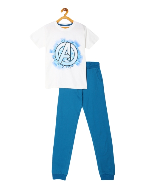 

Colt Boys White & Blue Avengers Printed T-shirt with Pyjamas Set