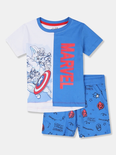 

Colt Boys Blue & White Marvel Printed T-shirt with Shorts