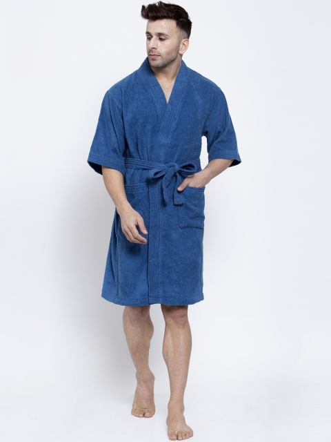 

Trident Men Blue Solid 300 GSM Bathrobe