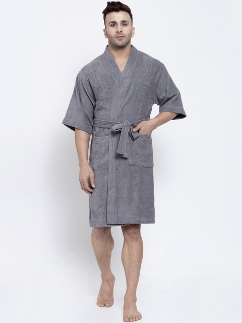 

Trident Men Grey Solid 300 GSM Bathrobe