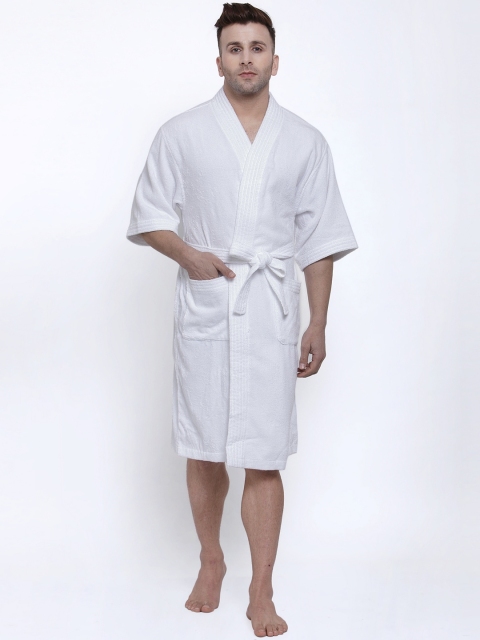 

Trident Men White Solid 300 GSM Bath Robe