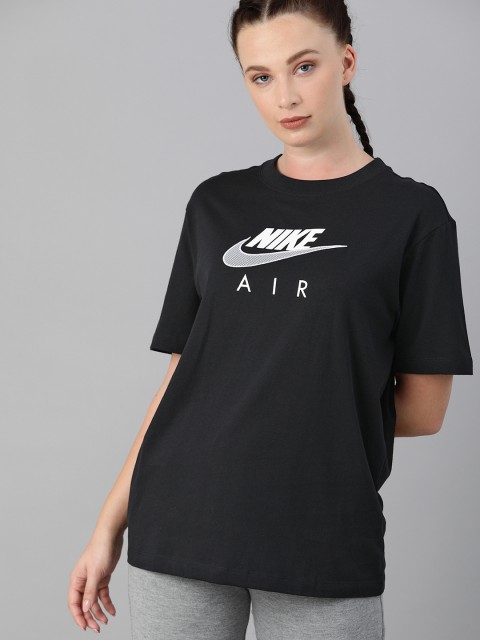 

Nike Black Brand Logo Printed NSW AIR BF Pure Cotton Regular Top
