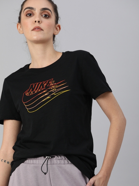 

Nike Black Brand Logo Printed NSW ESSNTL Pure Cotton Regular Top