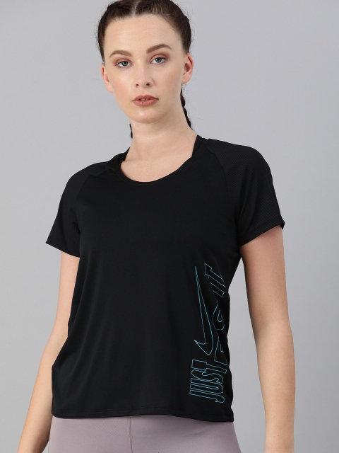 

Nike Black and Blue Printed Regular Top