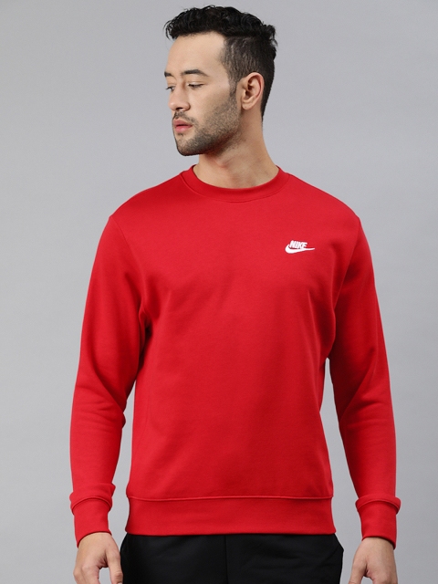 

Nike Men Red Solid CLUB CRW FT Sweatshirt
