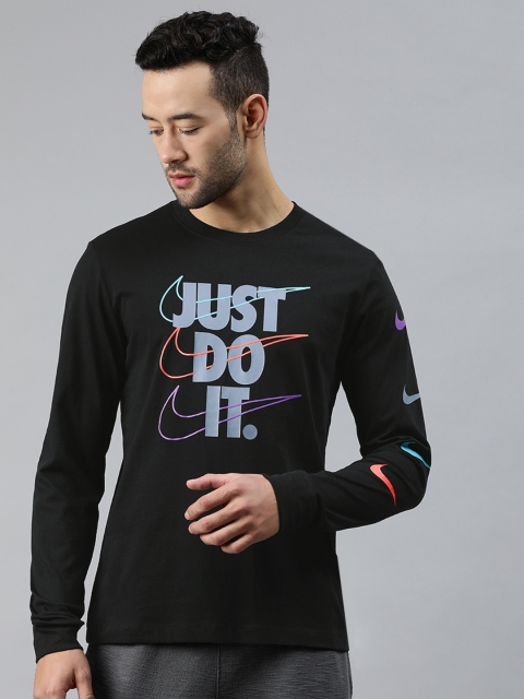 

Nike Men Navy Blue Printed Standard Fit BRANDMARKS Round Neck T-shirt