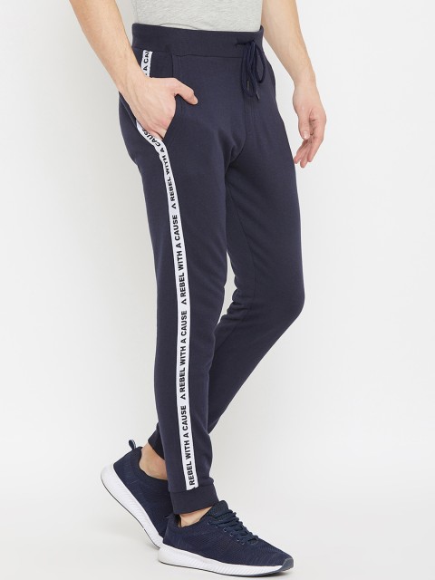 

Austin wood Men Navy Blue & White Solid Slim Fit Joggers