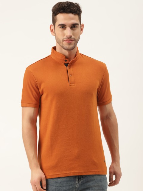 

United Colors of Benetton Men Rust Orange Solid Pure Cotton Polo Collar Pure Cotton T-shirt