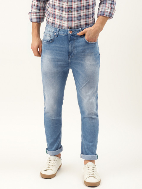 

United Colors of Benetton Men Blue Carrot Fit Mid-Rise Clean Look Stretchable Jeans