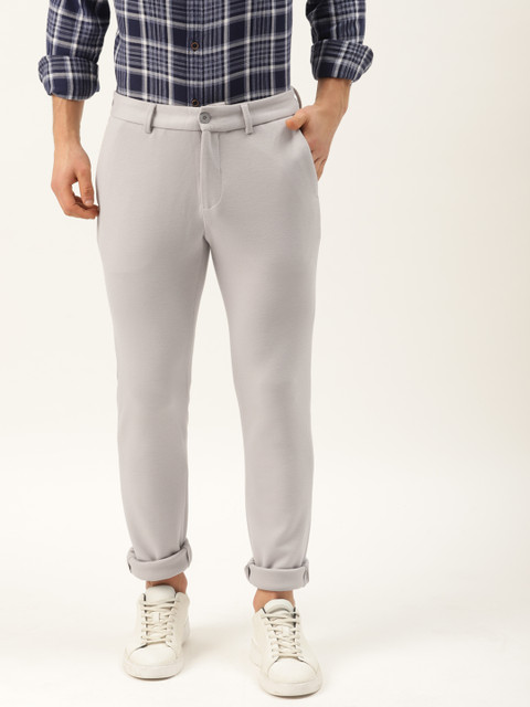 

United Colors of Benetton Men Light Grey Slim Fit Solid Regular Trousers