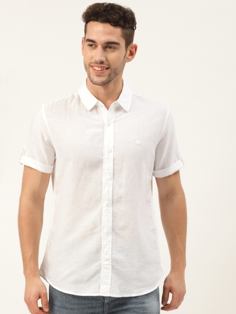 

United Colors of Benetton Men White Regular Fit Solid Casual Shirt