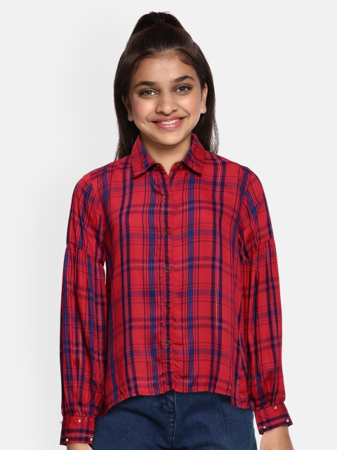 

Cherokee Girls Red & Blue Regular Fit Checked Casual Shirt