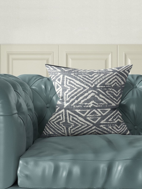 

BIANCA Grey & White Single Geometric Square Handloom Cushion Covers