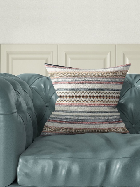 

BIANCA Beige & Red Single Striped Square Jacquard Cushion Cover