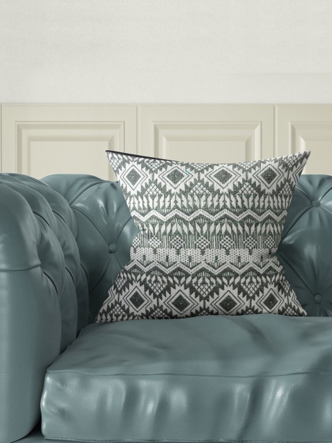 

BIANCA Black & Grey Self Design Square Jacquard Cushion Cover