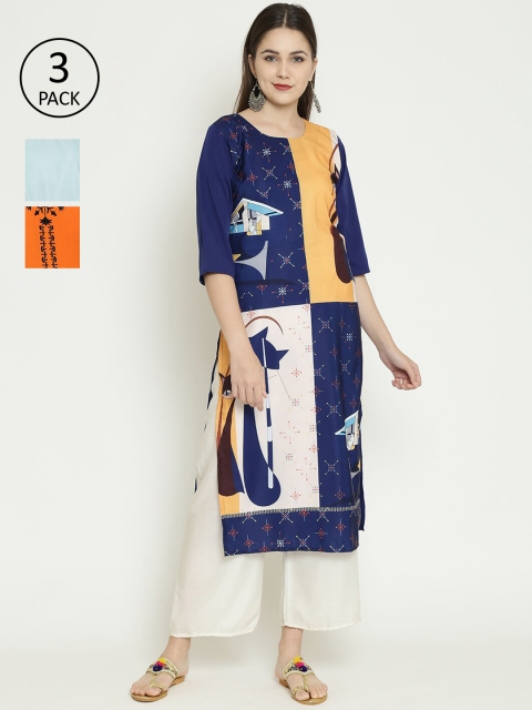 

7Threads Women Multicoloured Printed Straight Kurta, Multi
