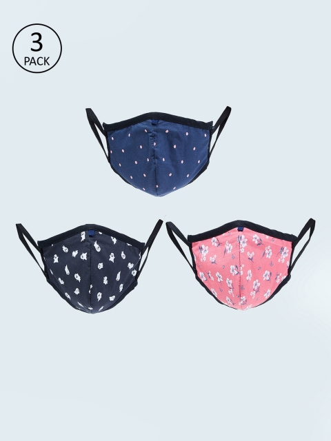 

Max Girls Pack Of 3 3-Ply Reusable Anti-Pollution Cotton Outdoor Masks, Navy blue