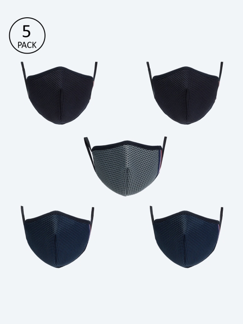 

max Boys Pack Of 3 Self Design 3-Ply Reusable Cloth Masks, Black