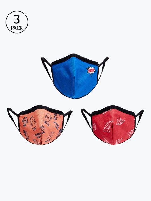 

Max Boys Pack Of 3 3-Ply Reusable Anti-Pollution Outdoor Masks, Red