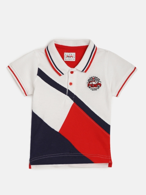

Donuts Boys White & Navy Blue Colorblocked T-shirt