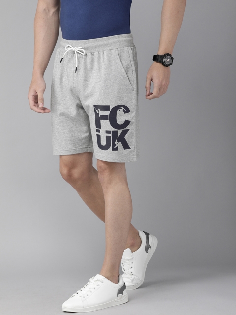 

French Connection Men Grey Melange Solid Regular Shorts
