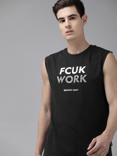 

French Connection Men Black Printed Round Neck T-shirt