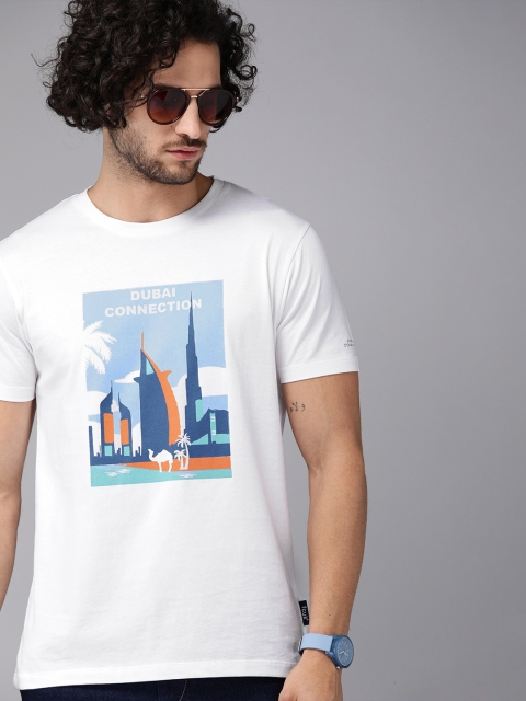 

French Connection Men White Printed Round Neck T-shirt