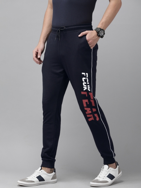 

French Connection Navy Blue Printed Slim Fit Joggers