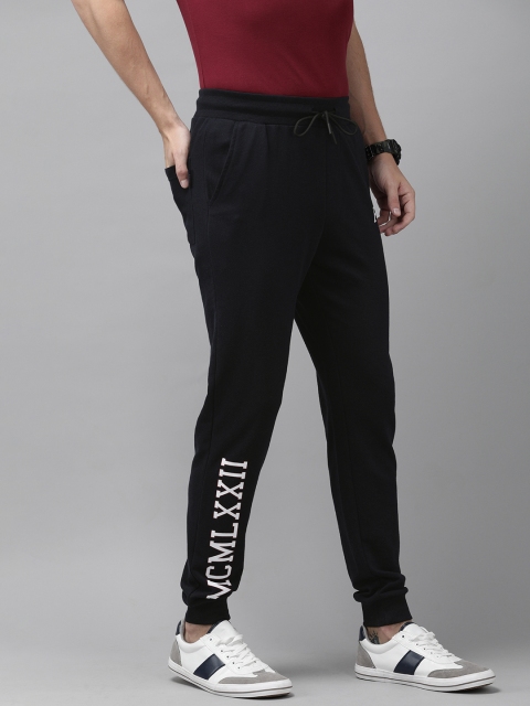 

French Connection Men Navy Blue Printed Slim Fit Joggers